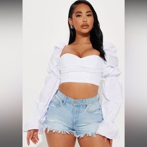 NEW - Secret Diary Poplin Corset Top - White